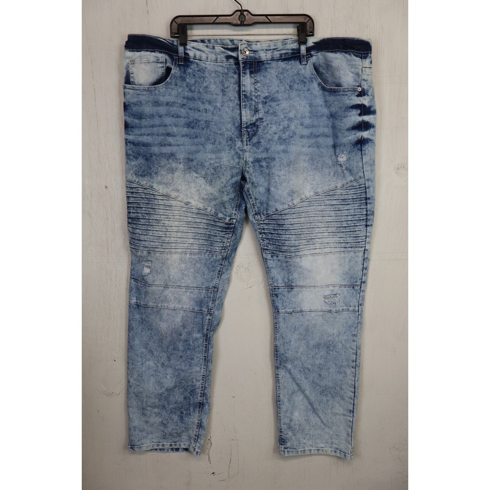 Mens Southpole‎ Jeans Y2K Acid Wash Size 46x32 Blue Stretch Whisker Distressed